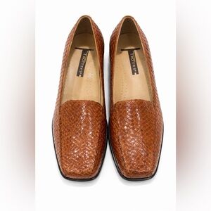 Trotters Woven Leather Loafers 8.5M Brown Comfort Work Shoe